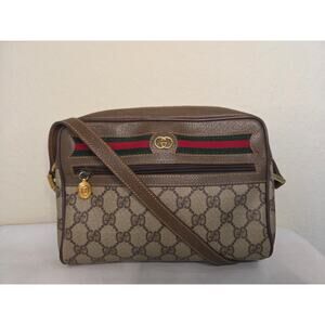 Gucci GG Supreme Web Stripe Crossbody Bag Ophidia Vintage Monogram